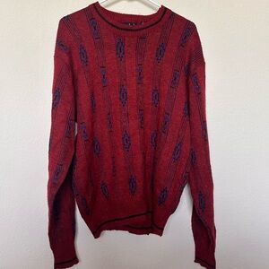 Vintage Red Patterned Sweater